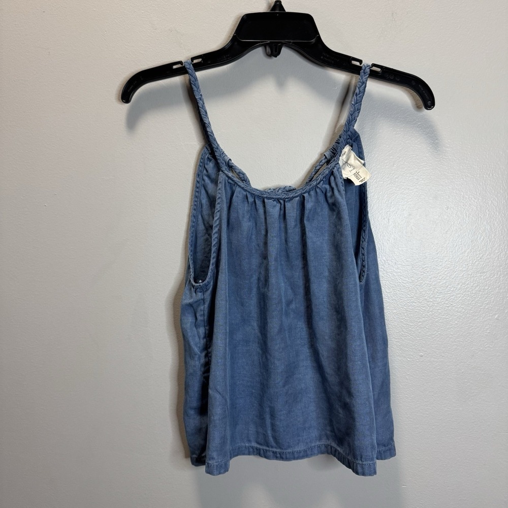 Joie Halter Top Size Small Soft Chambray Braided Straps Crop Boho Tank Top Blue - Picture 2 of 7